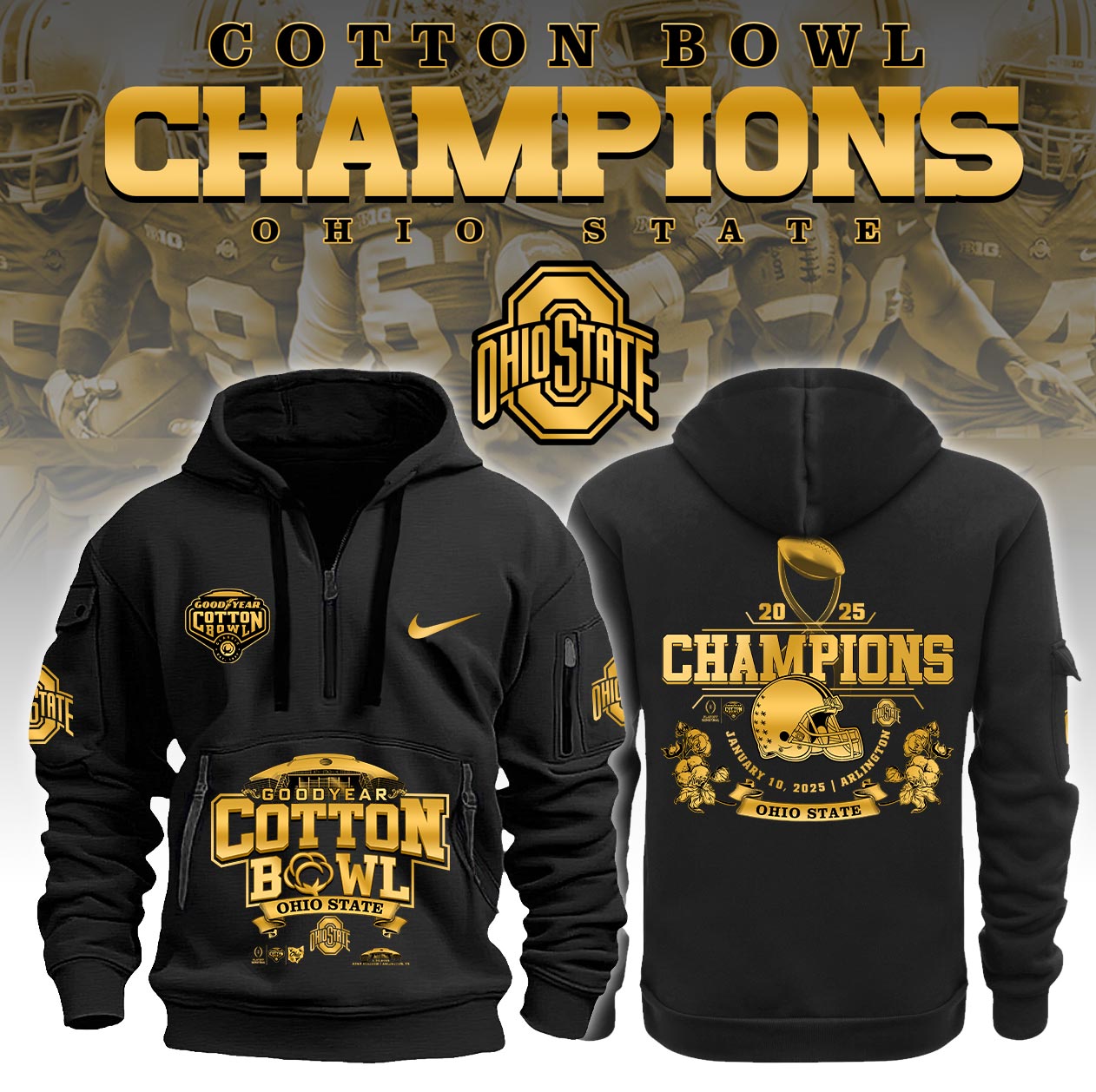 Ohio State Buckeyes Cotton Bowl Champions New Hoodie 2025 - Famjoys Ohio State Buckeyes Cotton Bowl Champions New Hoodie 2025 - Famjoys