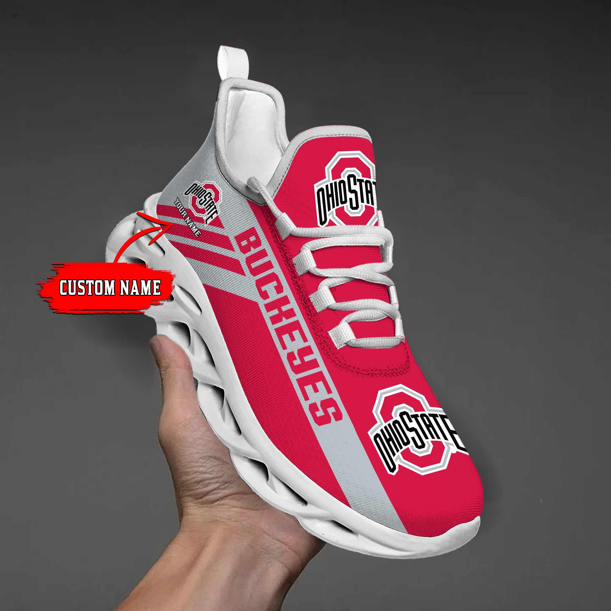 Ohio State Buckeyes Custom Name PERSONALIZED MAX SOUL SHOES DS004 - Famjoys Ohio State Buckeyes Custom Name PERSONALIZED MAX SOUL SHOES DS004 - Famjoys