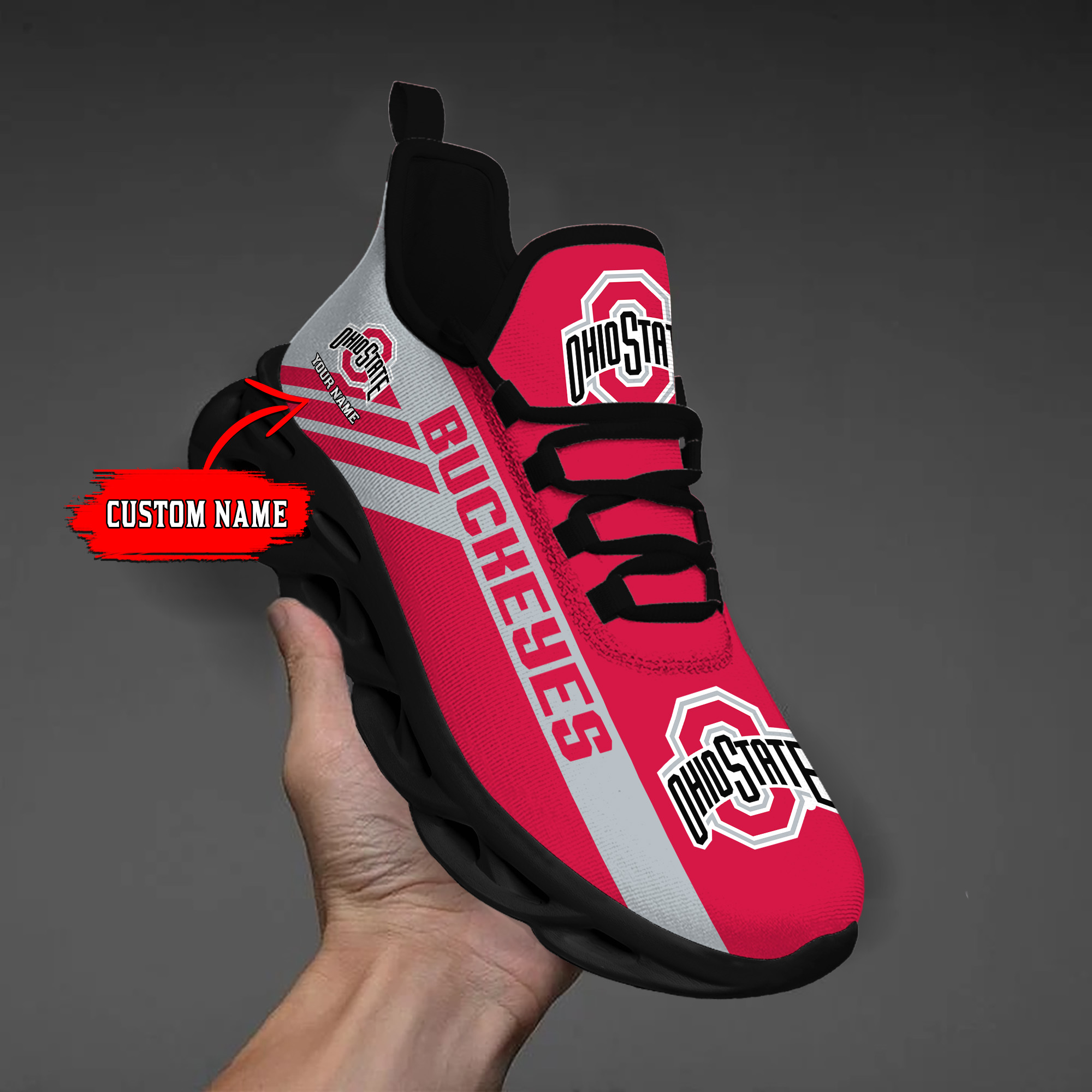 Ohio State Buckeyes Custom Name PERSONALIZED MAX SOUL SHOES DS004 - Famjoys Ohio State Buckeyes Custom Name PERSONALIZED MAX SOUL SHOES DS004 - Famjoys