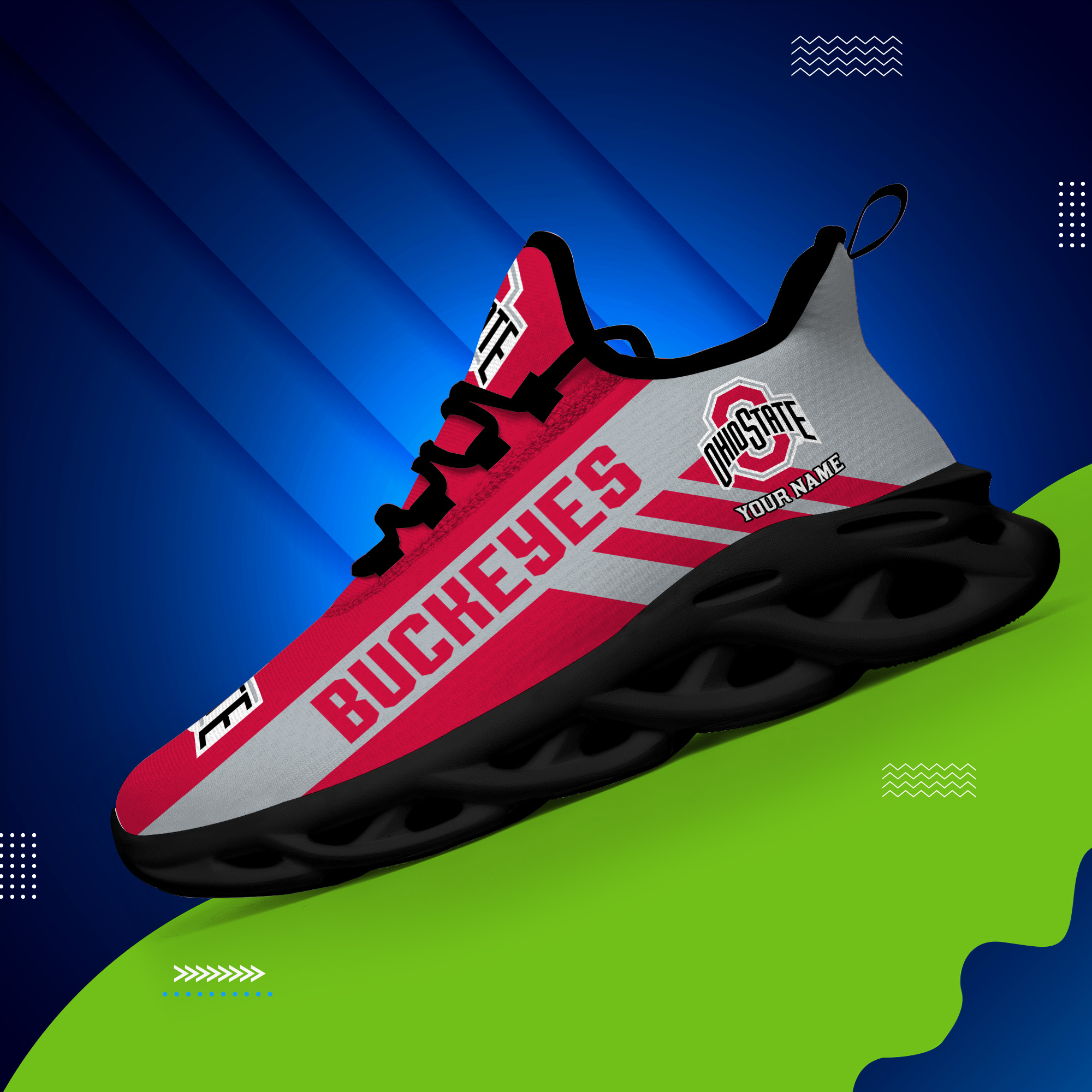 Ohio State Buckeyes Custom Name PERSONALIZED MAX SOUL SHOES DS004 - Famjoys Ohio State Buckeyes Custom Name PERSONALIZED MAX SOUL SHOES DS004 - Famjoys