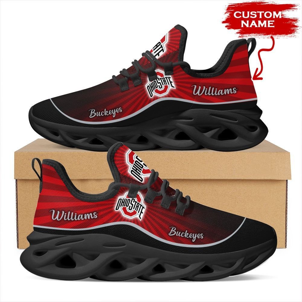Ohio State Buckeyes Custom Name Personalized Max Soul Sneakers Shoes - Famjoys Ohio State Buckeyes Custom Name Personalized Max Soul Sneakers Shoes - Famjoys