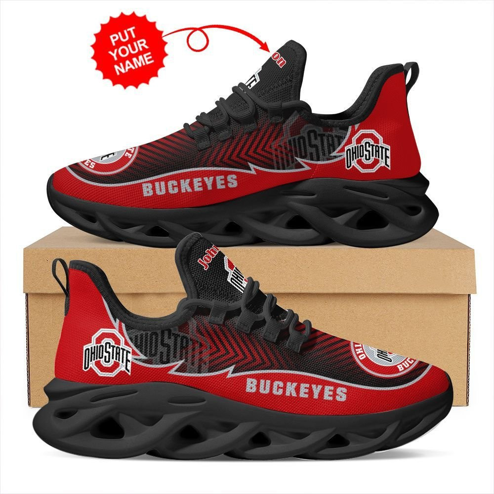 Ohio State Buckeyes Custom Name Personalized Max Soul Sneakers Shoes - Famjoys Ohio State Buckeyes Custom Name Personalized Max Soul Sneakers Shoes - Famjoys