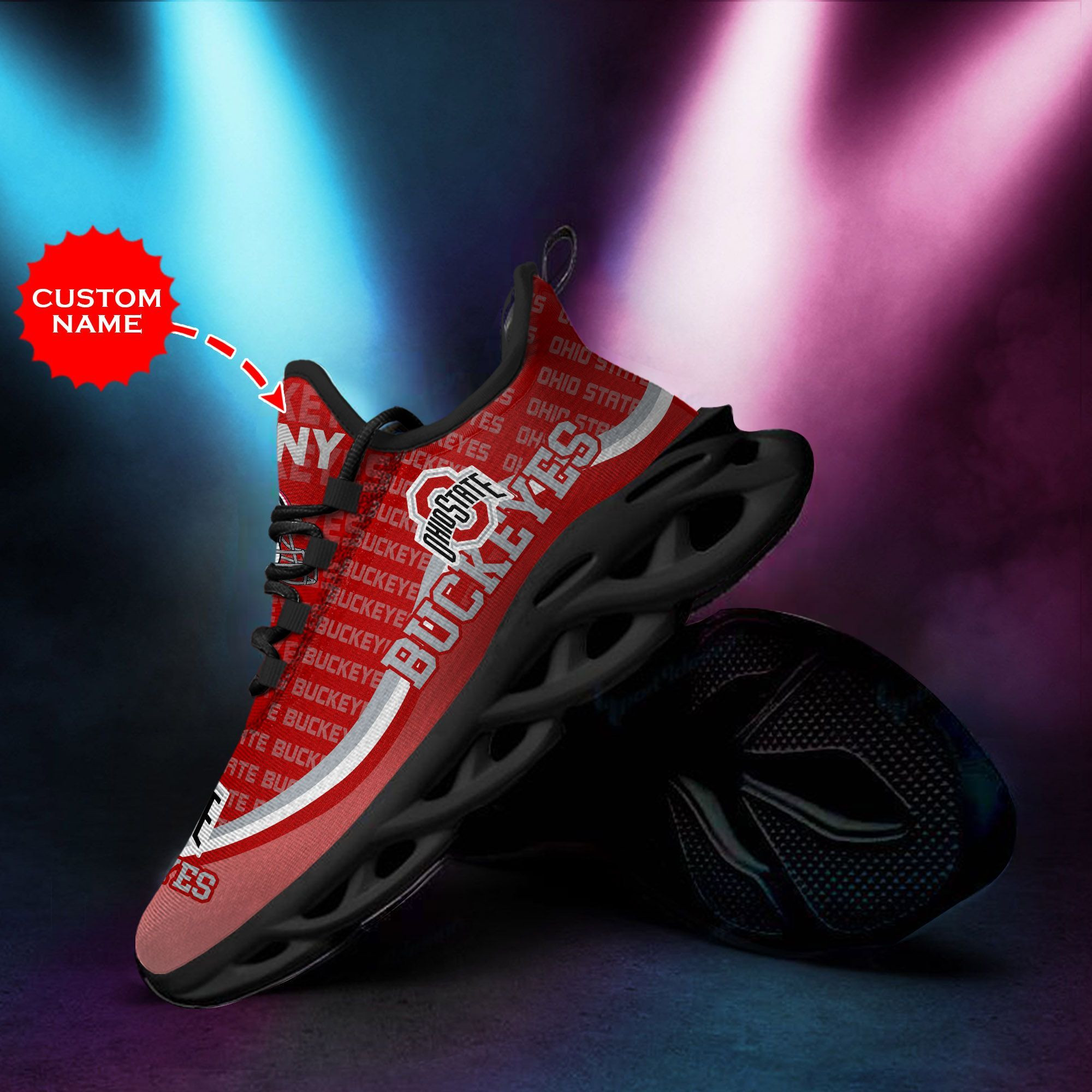 Ohio State Buckeyes Custom Personalized Max Soul Sneakers Shoes