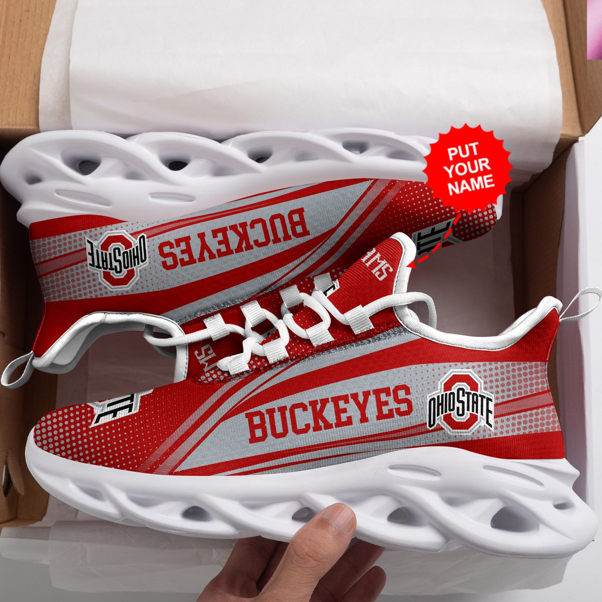 Ohio State Buckeyes Custom Personalized Max Soul Sneakers Shoes - Famjoys Ohio State Buckeyes Custom Personalized Max Soul Sneakers Shoes - Famjoys