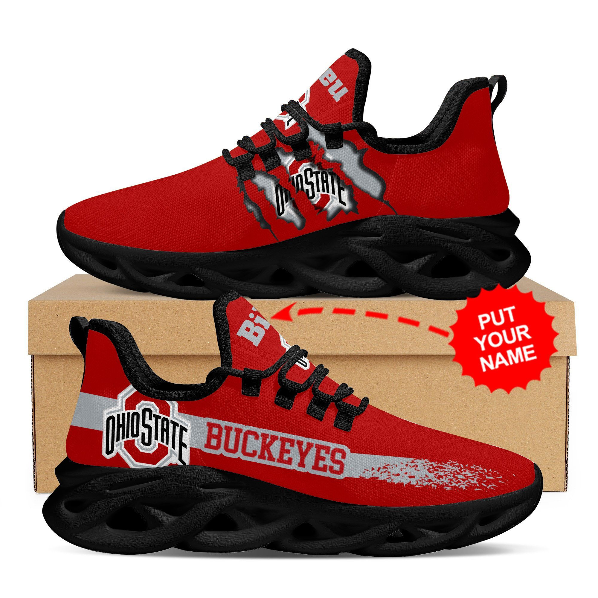 Ohio State Buckeyes Custom Personalized Max Soul Sneakers Shoes - Famjoys Ohio State Buckeyes Custom Personalized Max Soul Sneakers Shoes - Famjoys