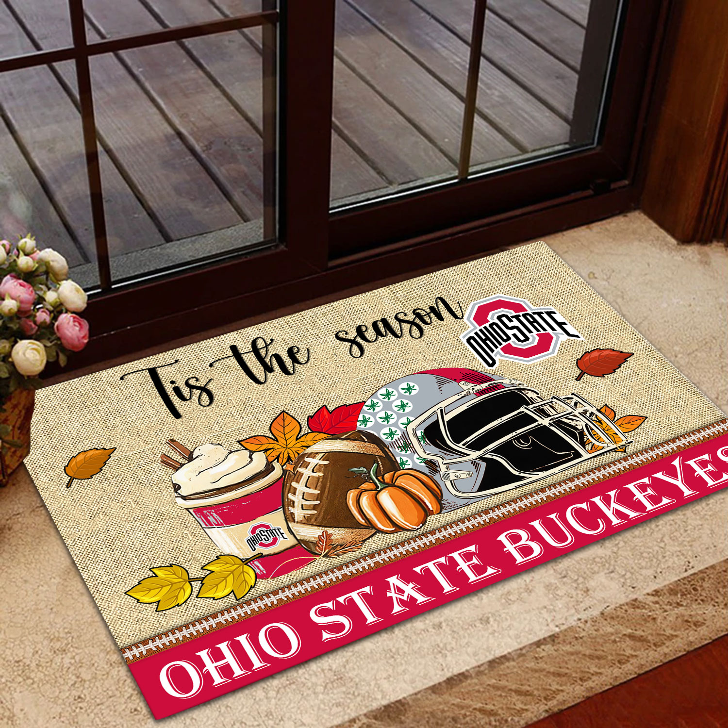 Ohio State Buckeyes Fall Football Custom Doormat - Custom Text