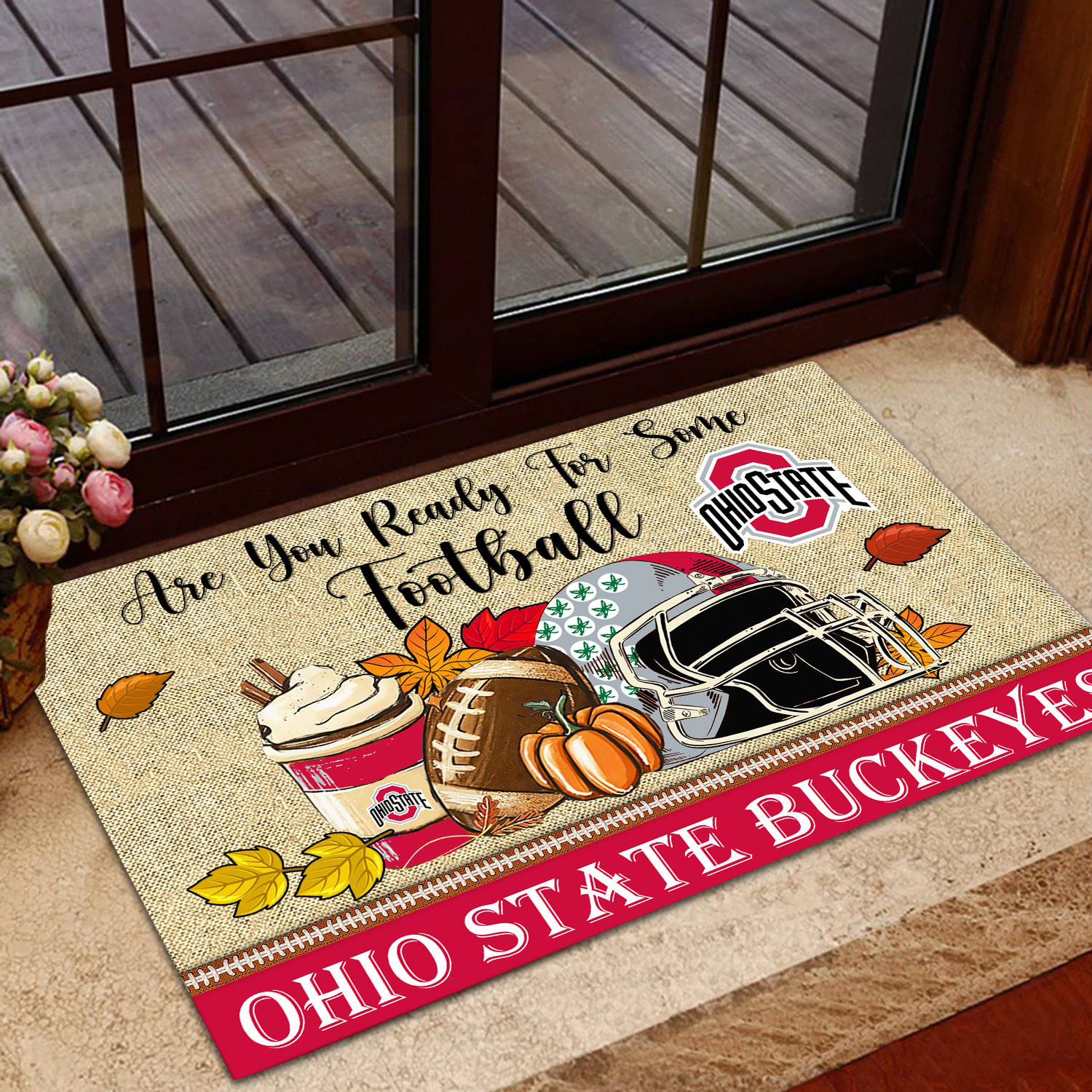 Ohio State Buckeyes Fall Football Custom Doormat - Custom Text