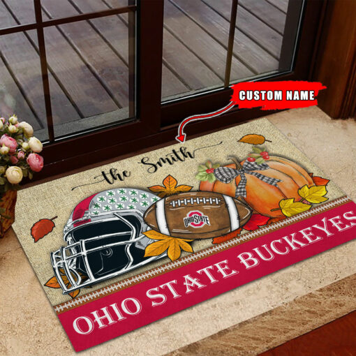 Ohio State Buckeyes Fall Football Doormat - Famjoys Ohio State Buckeyes Fall Football Doormat - Famjoys