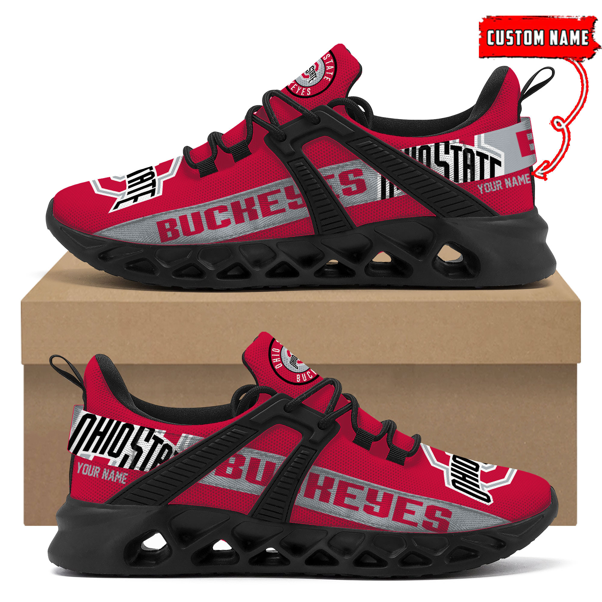 Ohio State Buckeyes Football Team Sport Sneakers - Famjoys Ohio State Buckeyes Football Team Sport Sneakers - Famjoys