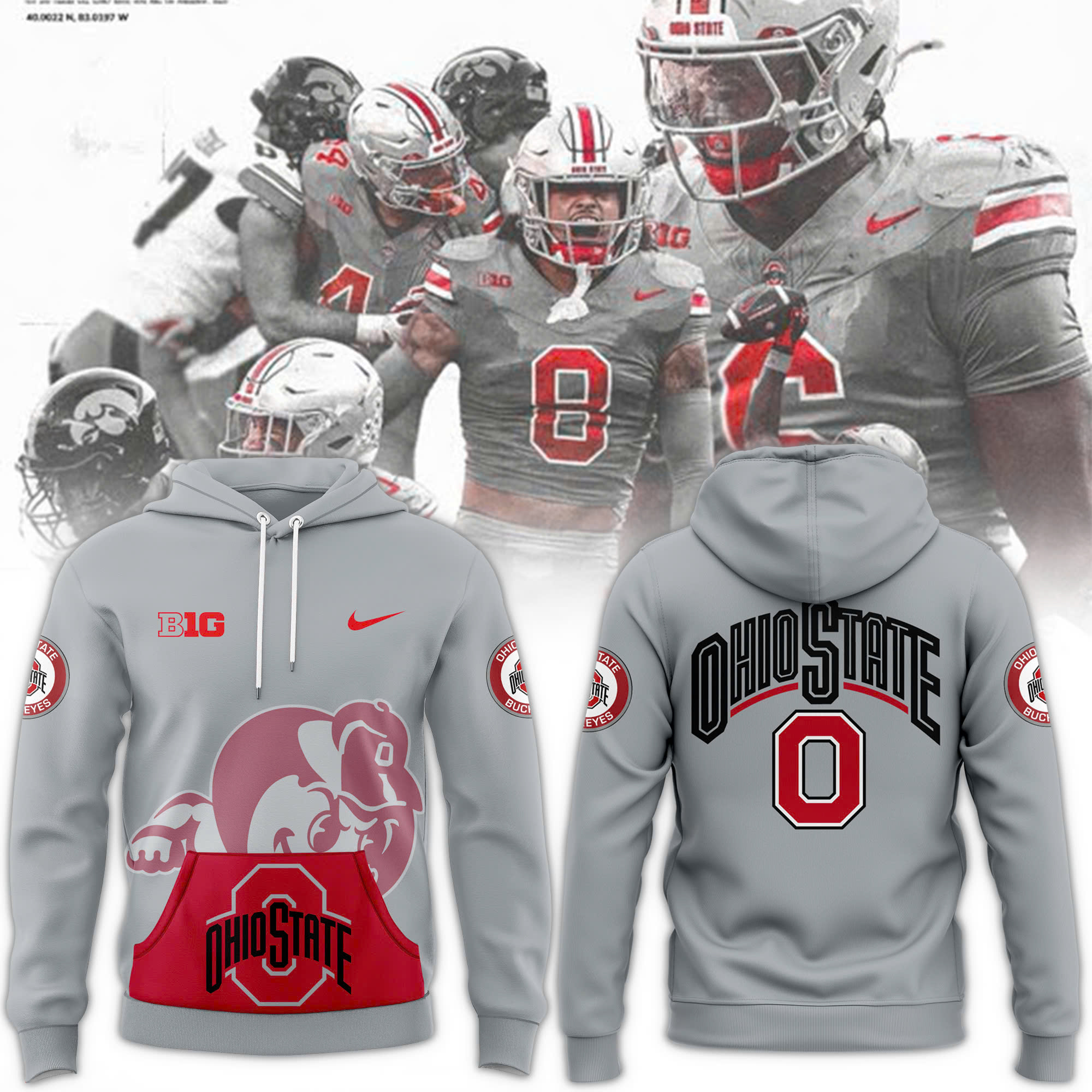 Ohio State Buckeyes Gray Game Hoodie - Famjoys Ohio State Buckeyes Gray Game Hoodie - Famjoys