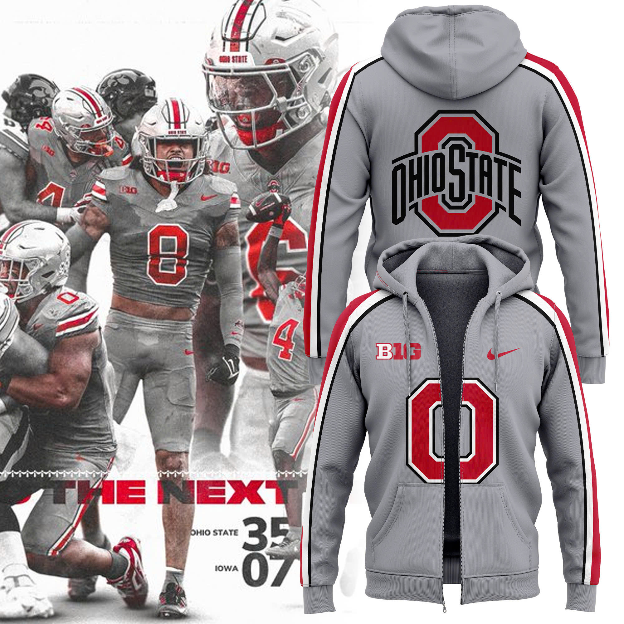 Ohio State Buckeyes Gray Game Zip Hoodie - Famjoys Ohio State Buckeyes Gray Game Zip Hoodie - Famjoys