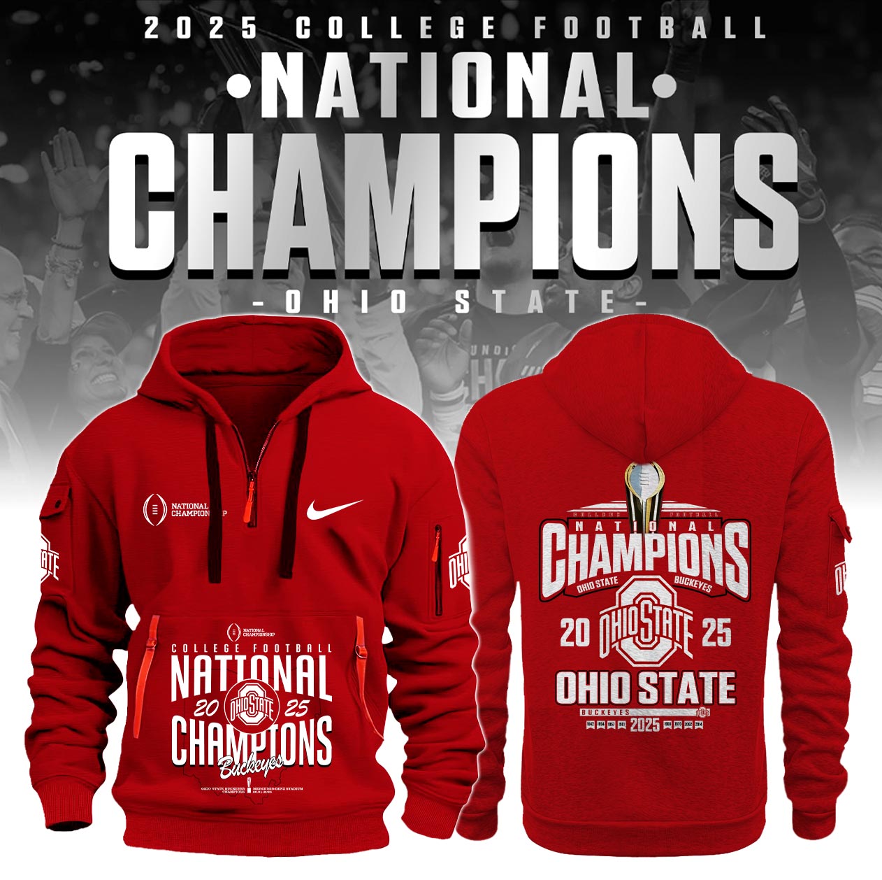 Ohio State Buckeyes National Champions 2025 New Hoodie College Football - Famjoys Ohio State Buckeyes National Champions 2025 New Hoodie College Football - Famjoys