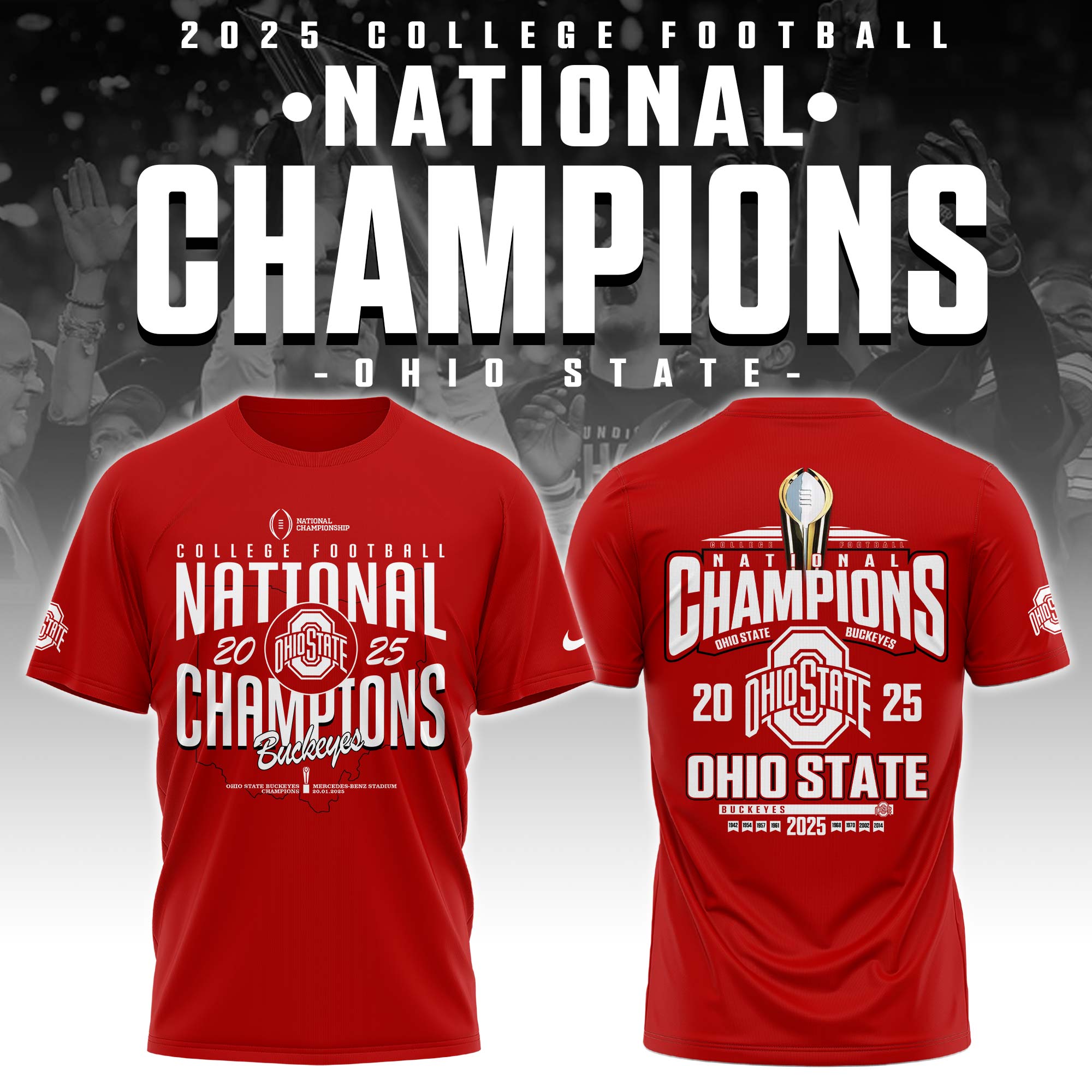 Ohio State Buckeyes National Champions 2025 Tshirt College Football - Famjoys Ohio State Buckeyes National Champions 2025 Tshirt College Football - Famjoys