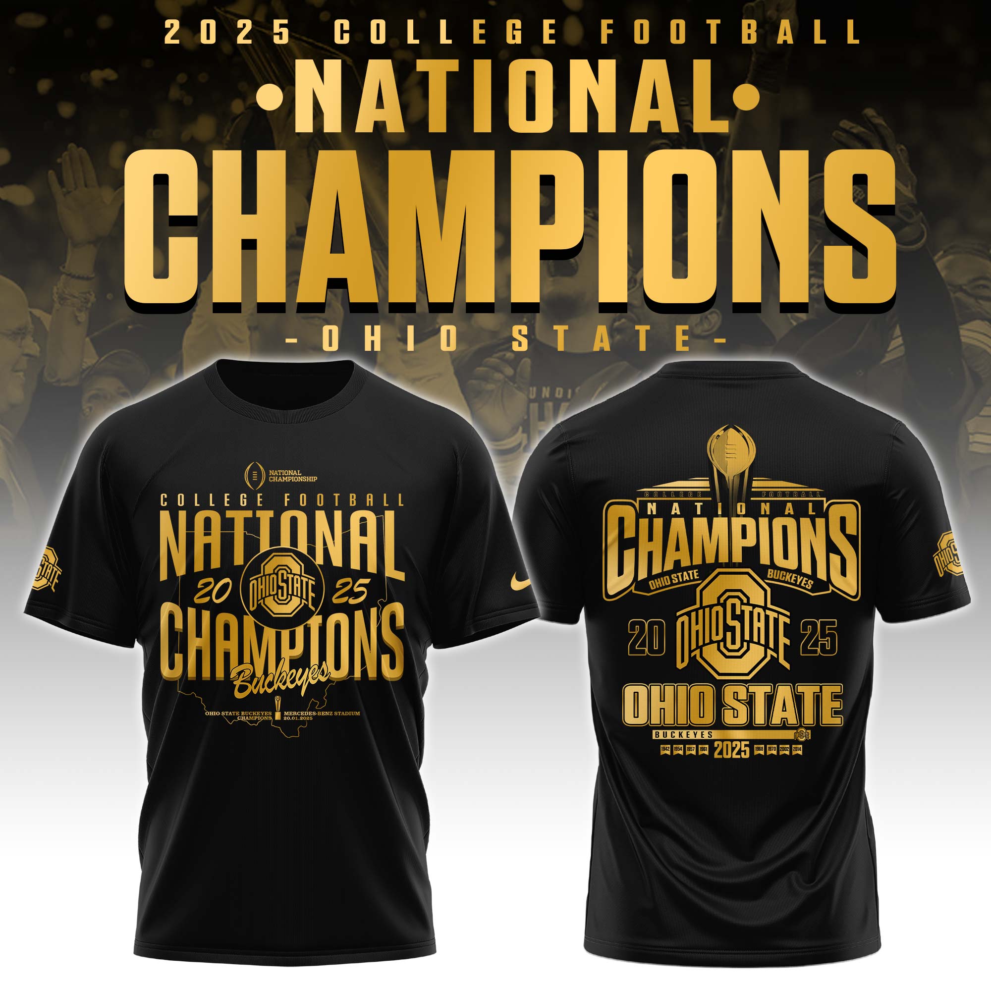 Ohio State Buckeyes National Champions 2025 Tshirt College Football v3 - Famjoys Ohio State Buckeyes National Champions 2025 Tshirt College Football v3 - Famjoys
