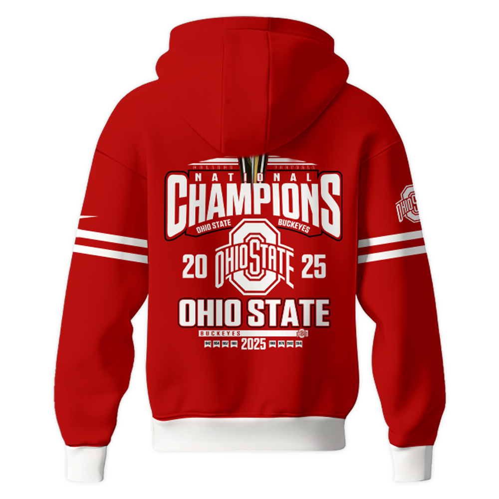 Ohio State Buckeyes National Champions 2025 Zip Hoodie College Football - Famjoys Ohio State Buckeyes National Champions 2025 Zip Hoodie College Football - Famjoys