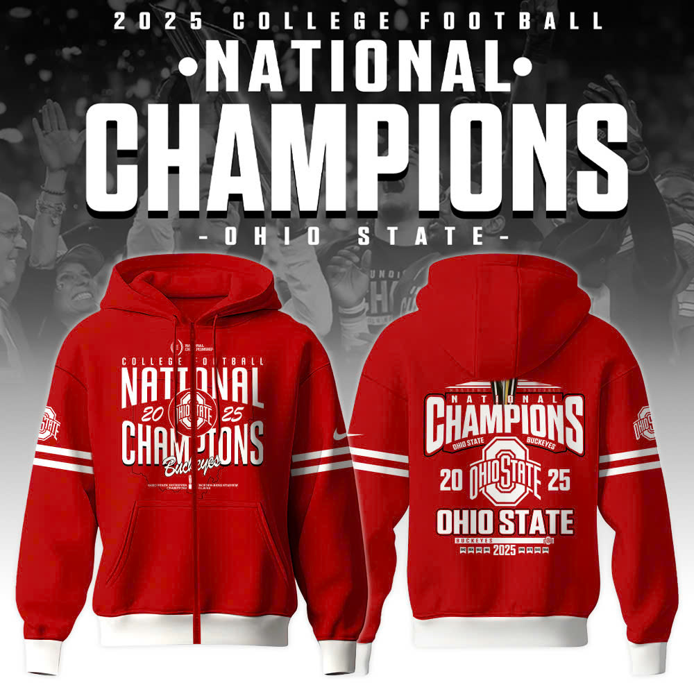 Ohio State Buckeyes National Champions 2025 Zip Hoodie College Football - Famjoys Ohio State Buckeyes National Champions 2025 Zip Hoodie College Football - Famjoys