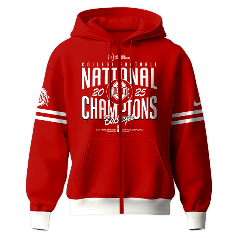 Ohio State Buckeyes National Champions 2025 Zip Hoodie College Football - Famjoys Ohio State Buckeyes National Champions 2025 Zip Hoodie College Football - Famjoys