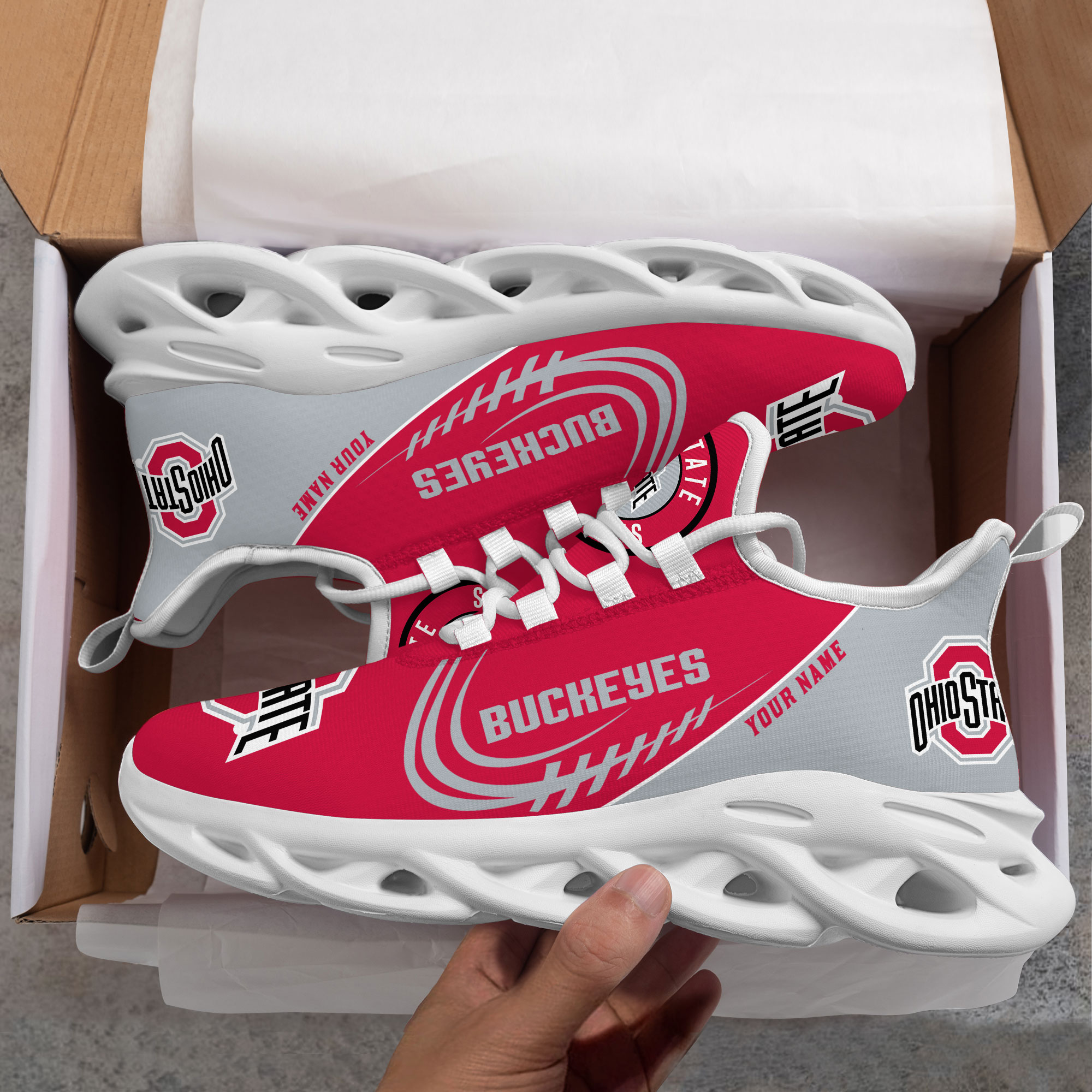 Ohio State Buckeyes PERSONALIZED MAX SOUL SHOES T1 - Famjoys Ohio State Buckeyes PERSONALIZED MAX SOUL SHOES T1 - Famjoys