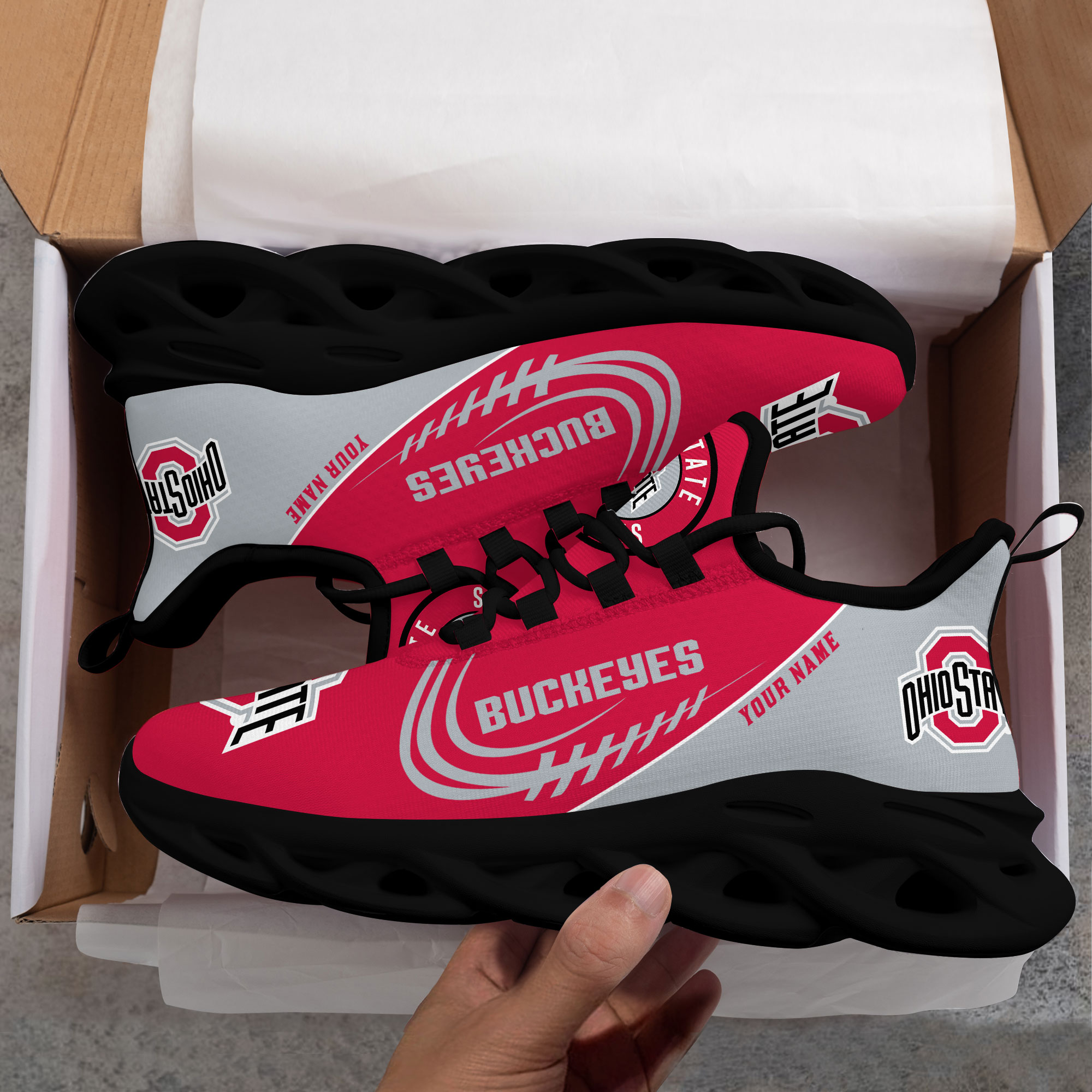 Ohio State Buckeyes PERSONALIZED MAX SOUL SHOES T1 - Famjoys Ohio State Buckeyes PERSONALIZED MAX SOUL SHOES T1 - Famjoys