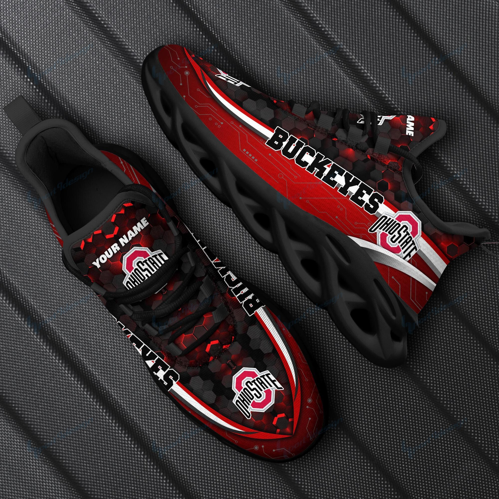 Ohio State Buckeyes Personalized Max Soul YZ Running Sneakers 100 - Famjoys Ohio State Buckeyes Personalized Max Soul YZ Running Sneakers 100 - Famjoys