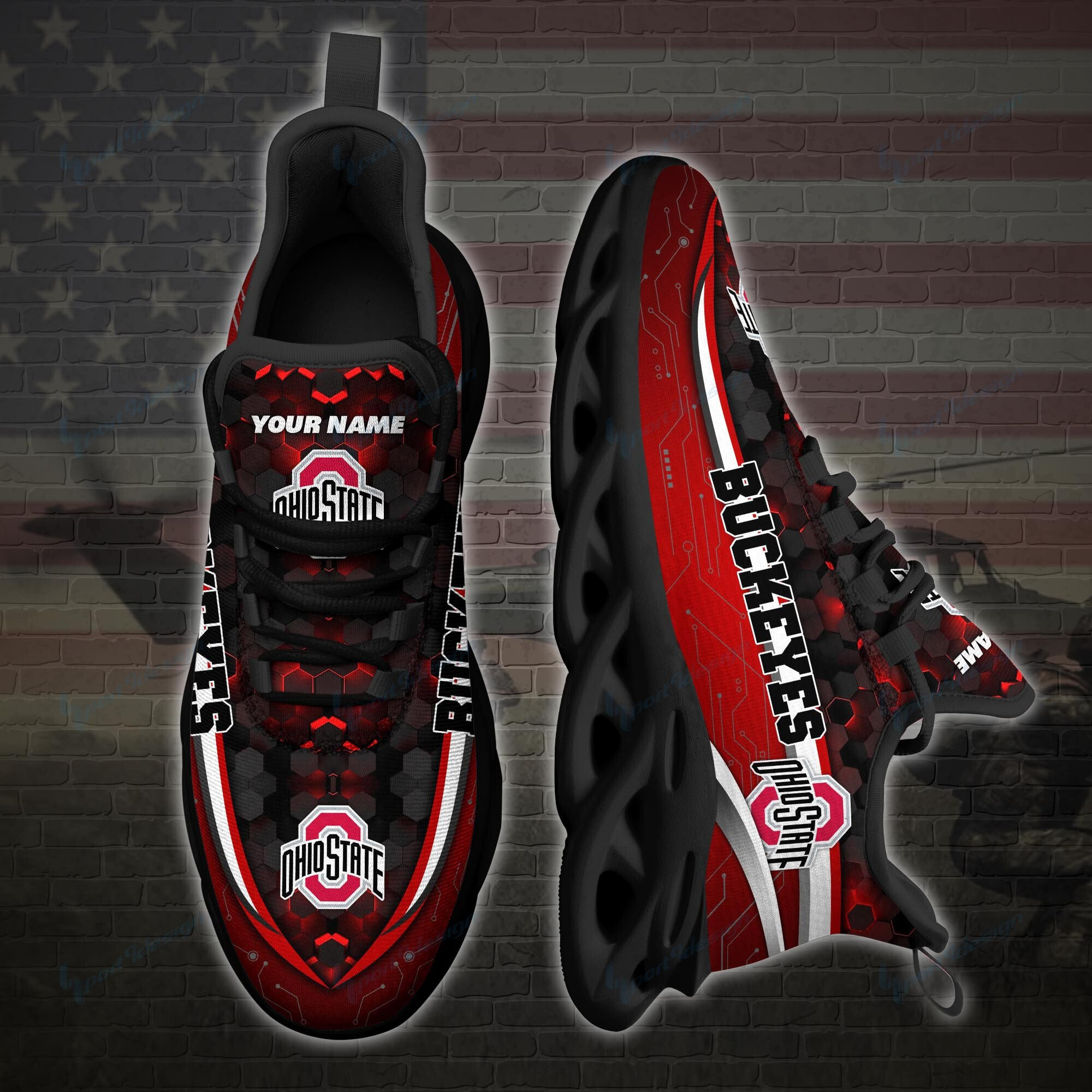 Ohio State Buckeyes Personalized Max Soul YZ Running Sneakers 100 - Famjoys Ohio State Buckeyes Personalized Max Soul YZ Running Sneakers 100 - Famjoys