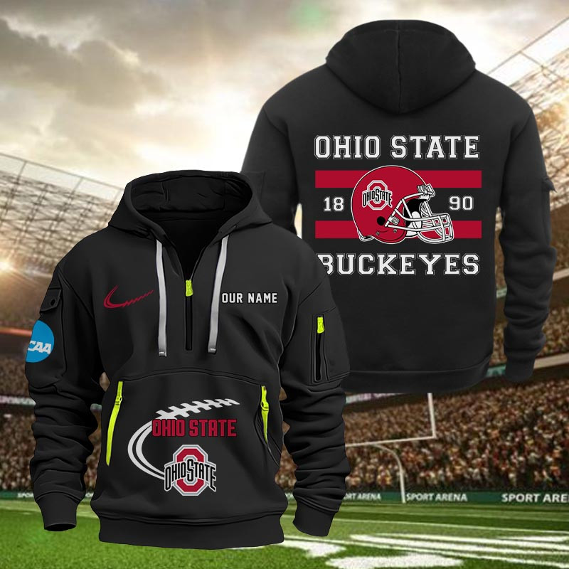 Ohio State Buckeyes Quarter Zip Hoodie - Famjoys Ohio State Buckeyes Quarter Zip Hoodie - Famjoys