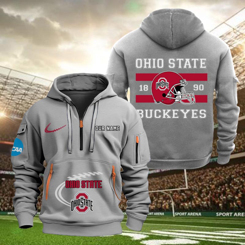 Ohio State Buckeyes Quarter Zip Hoodie - Famjoys Ohio State Buckeyes Quarter Zip Hoodie - Famjoys