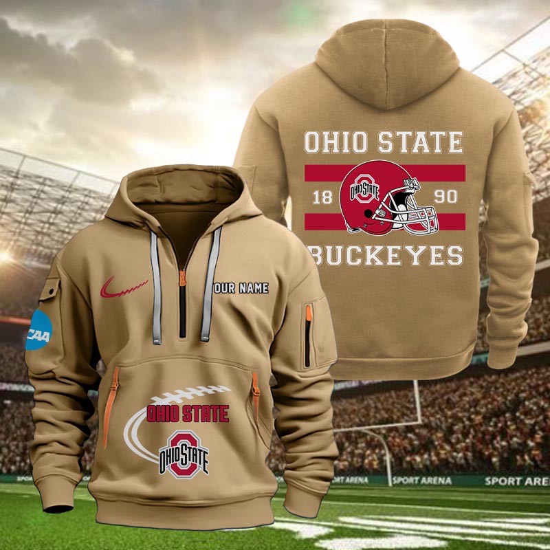 Ohio State Buckeyes Quarter Zip Hoodie - Famjoys Ohio State Buckeyes Quarter Zip Hoodie - Famjoys