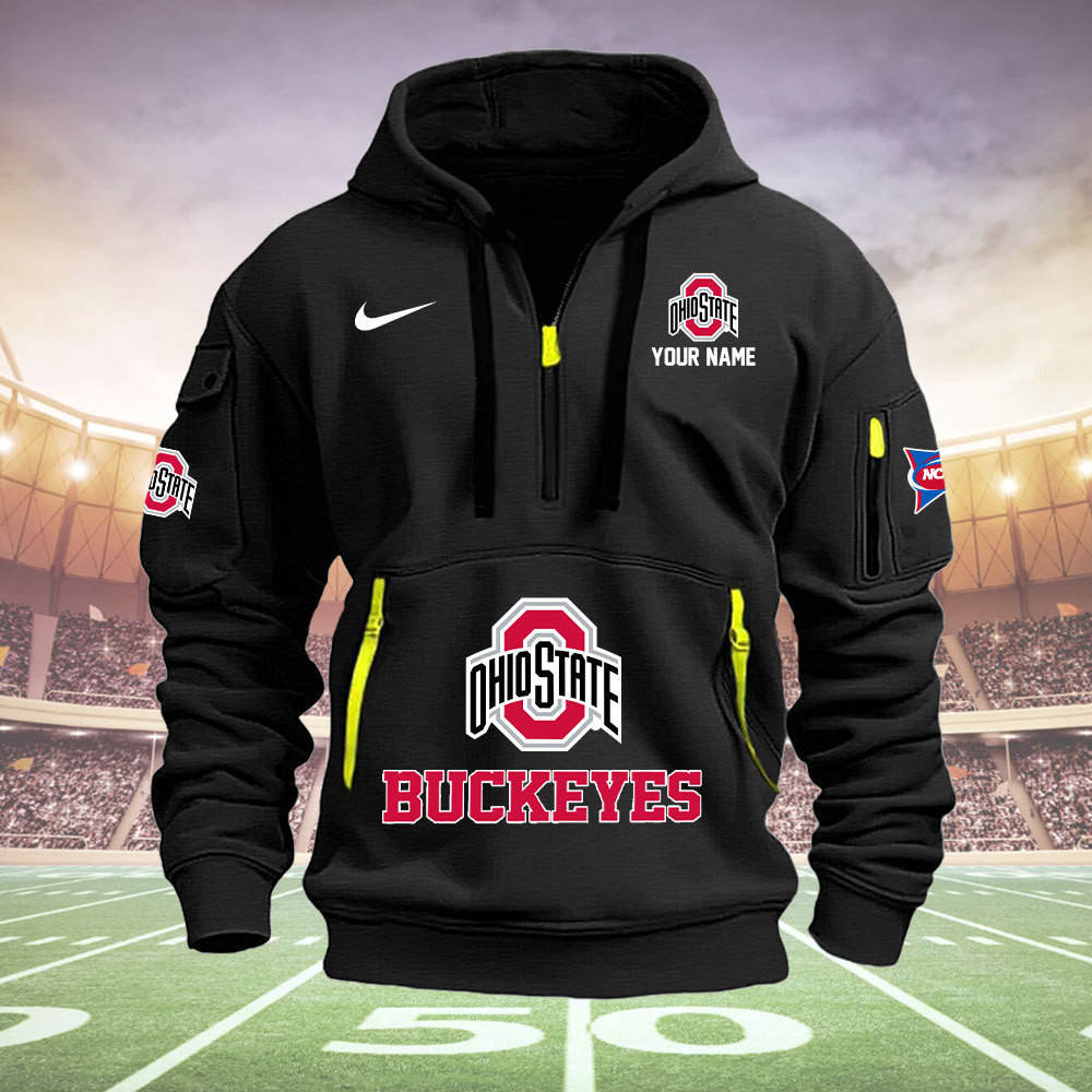 Ohio State Buckeyes Quarter Zip Hoodie - Famjoys Ohio State Buckeyes Quarter Zip Hoodie - Famjoys