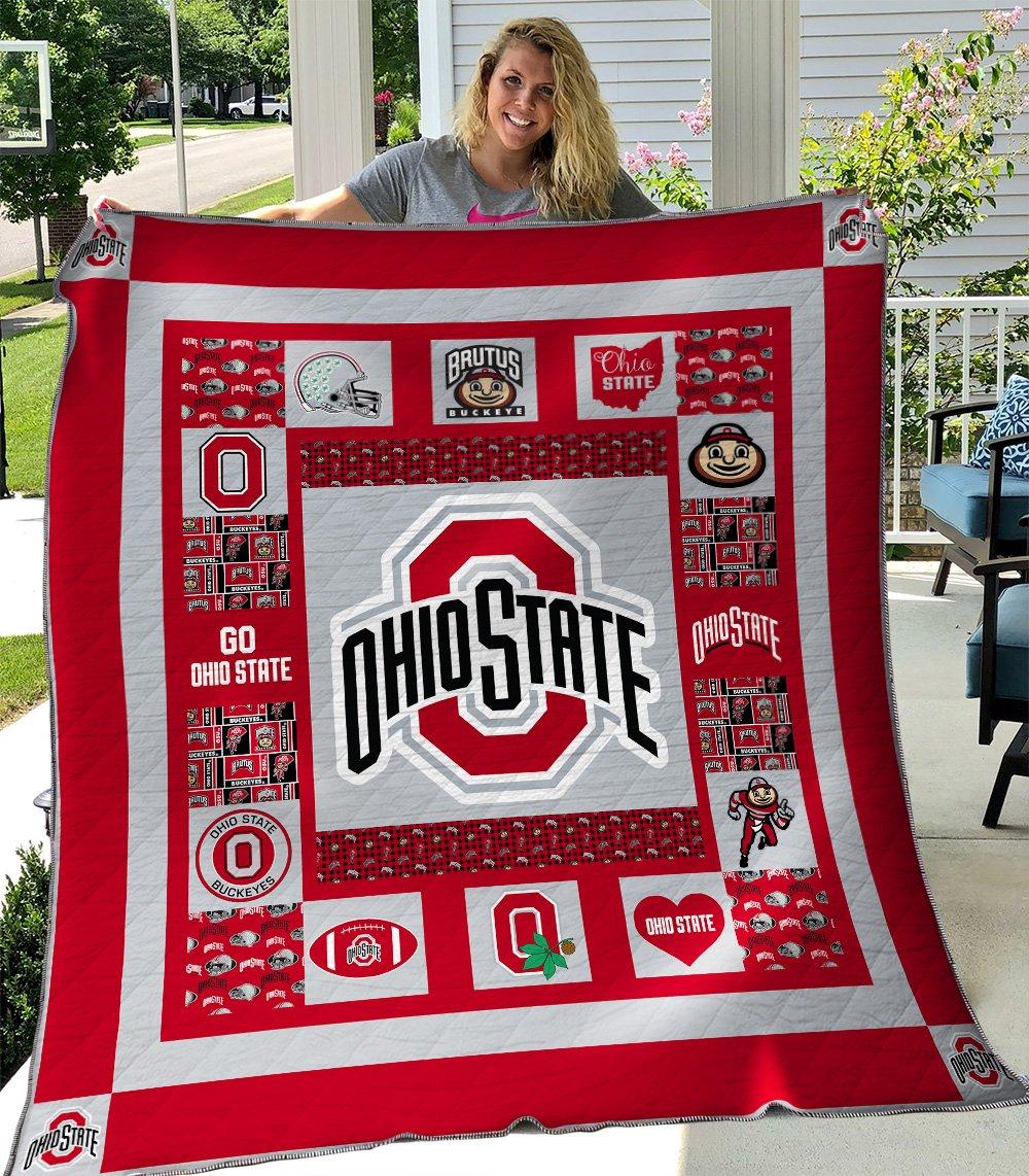 Ohio State Buckeyes Quilt Blanket - Famjoys Ohio State Buckeyes Quilt Blanket - Famjoys