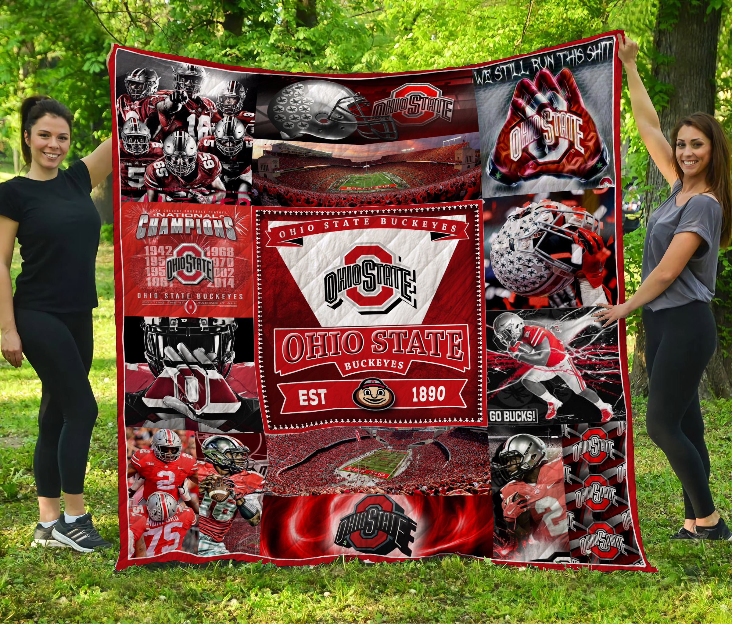 Ohio State Buckeyes Quilt Blanket - Famjoys Ohio State Buckeyes Quilt Blanket - Famjoys