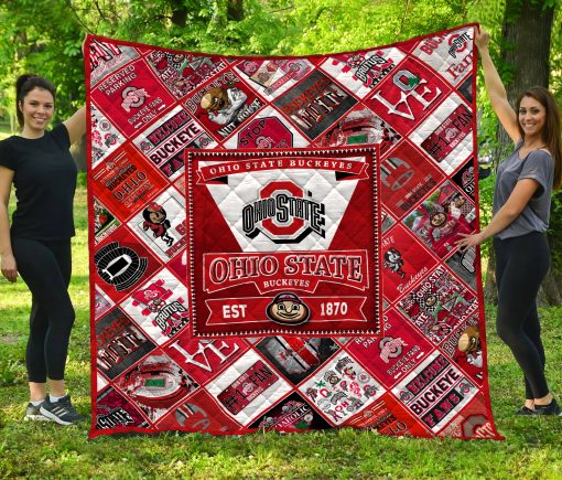 Ohio State Buckeyes Quilt Blanket - Famjoys Ohio State Buckeyes Quilt Blanket - Famjoys