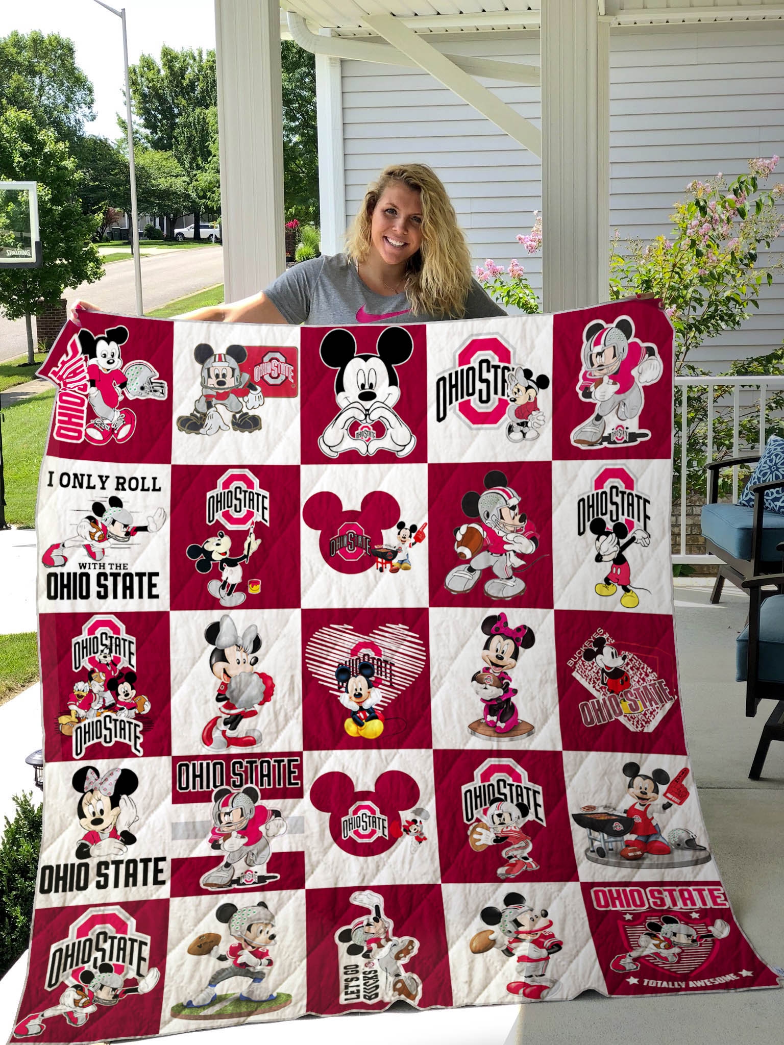 Ohio State Buckeyes Quilt Blanket - Famjoys Ohio State Buckeyes Quilt Blanket - Famjoys