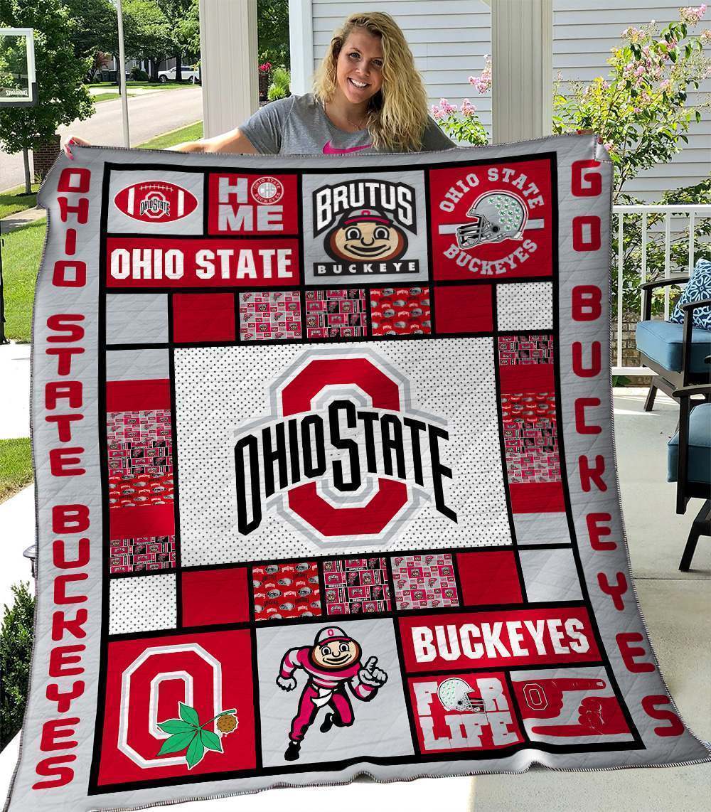 Ohio State Buckeyes Quilt Blanket - Famjoys Ohio State Buckeyes Quilt Blanket - Famjoys