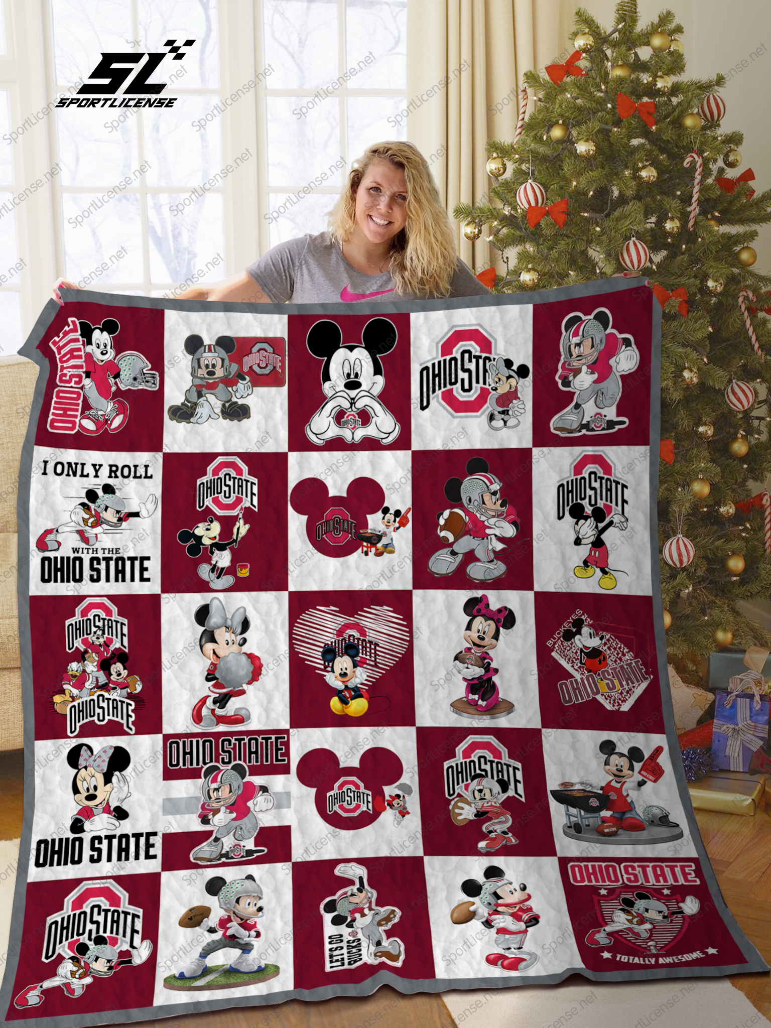Ohio State Buckeyes Quilt Blanket - Famjoys Ohio State Buckeyes Quilt Blanket - Famjoys