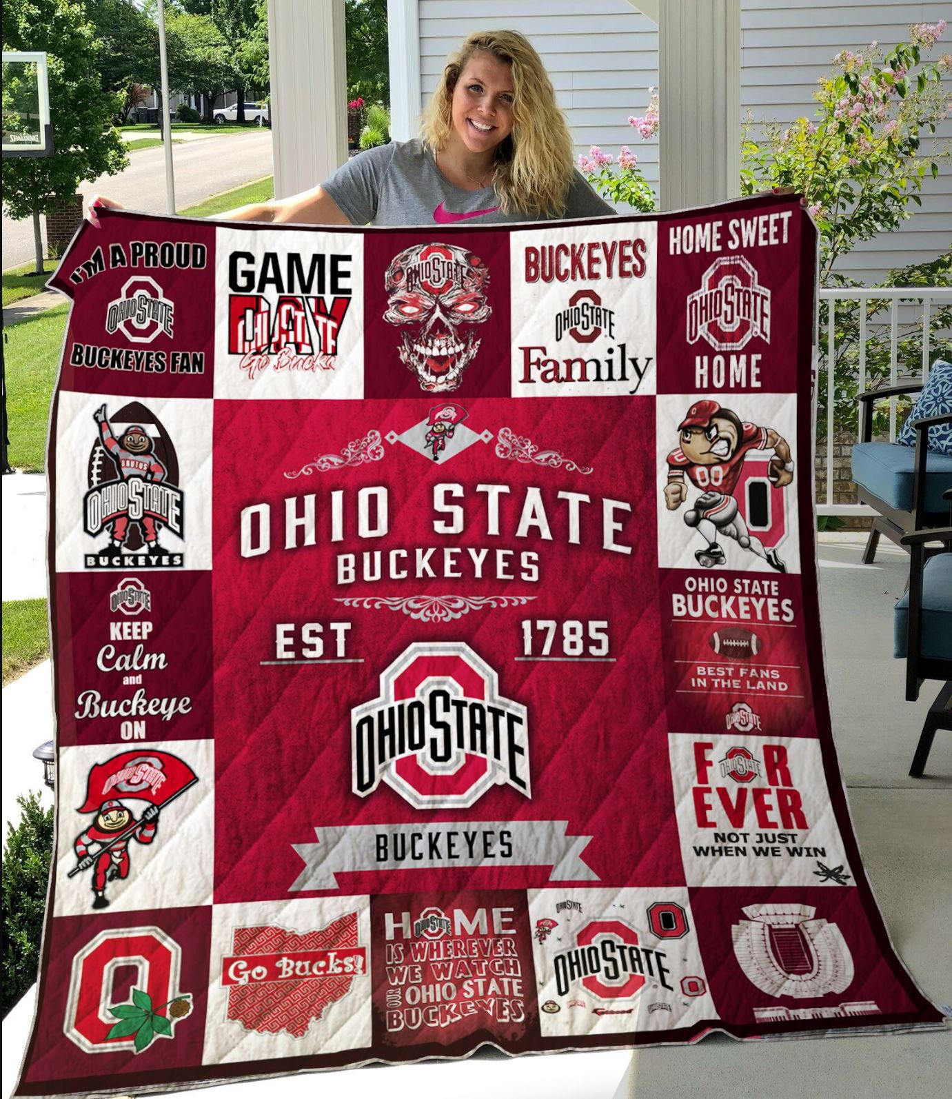 Ohio State Buckeyes Quilt - Famjoys Ohio State Buckeyes Quilt - Famjoys