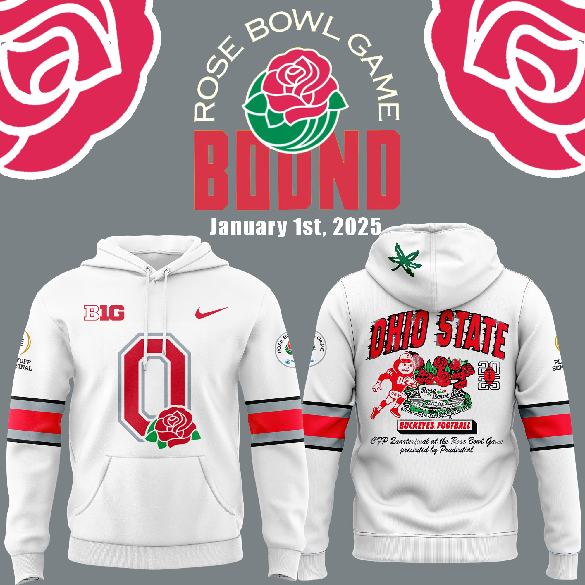 Ohio State Buckeyes Rose Bowl Game 2025 Hoodie - Famjoys Ohio State Buckeyes Rose Bowl Game 2025 Hoodie - Famjoys
