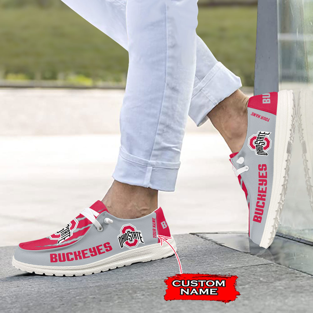 Ohio State Buckeyes Scratch Hey Dude Shoes - Famjoys Ohio State Buckeyes Scratch Hey Dude Shoes - Famjoys