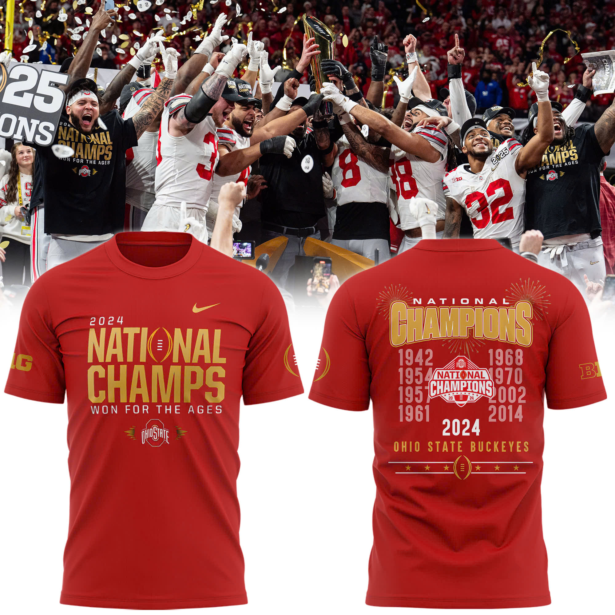 Ohio State Buckeyes THE 2025 NATIONAL CHAMPIONS Tshirt - Famjoys Ohio State Buckeyes THE 2025 NATIONAL CHAMPIONS Tshirt - Famjoys