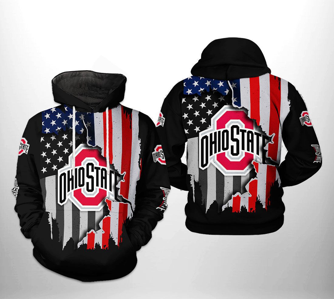 Ohio State Buckeyes US Flag Hoodie & Zip Hoodie - Famjoys Ohio State Buckeyes US Flag Hoodie & Zip Hoodie - Famjoys
