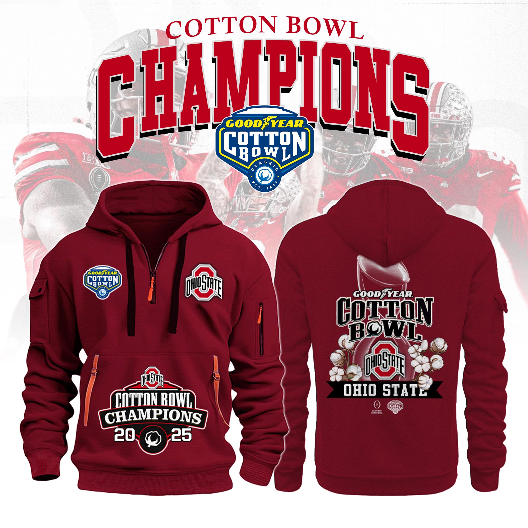 Ohio State Cotton Bowl Champions New Hoodie 2025 - Famjoys Ohio State Cotton Bowl Champions New Hoodie 2025 - Famjoys