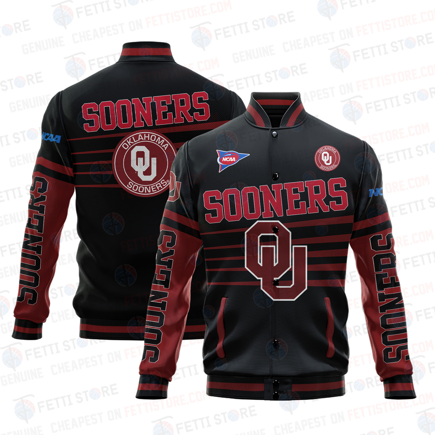 Oklahoma Sooners - AOP Varsity Jacket V1 - Famjoys Oklahoma Sooners - AOP Varsity Jacket V1 - Famjoys