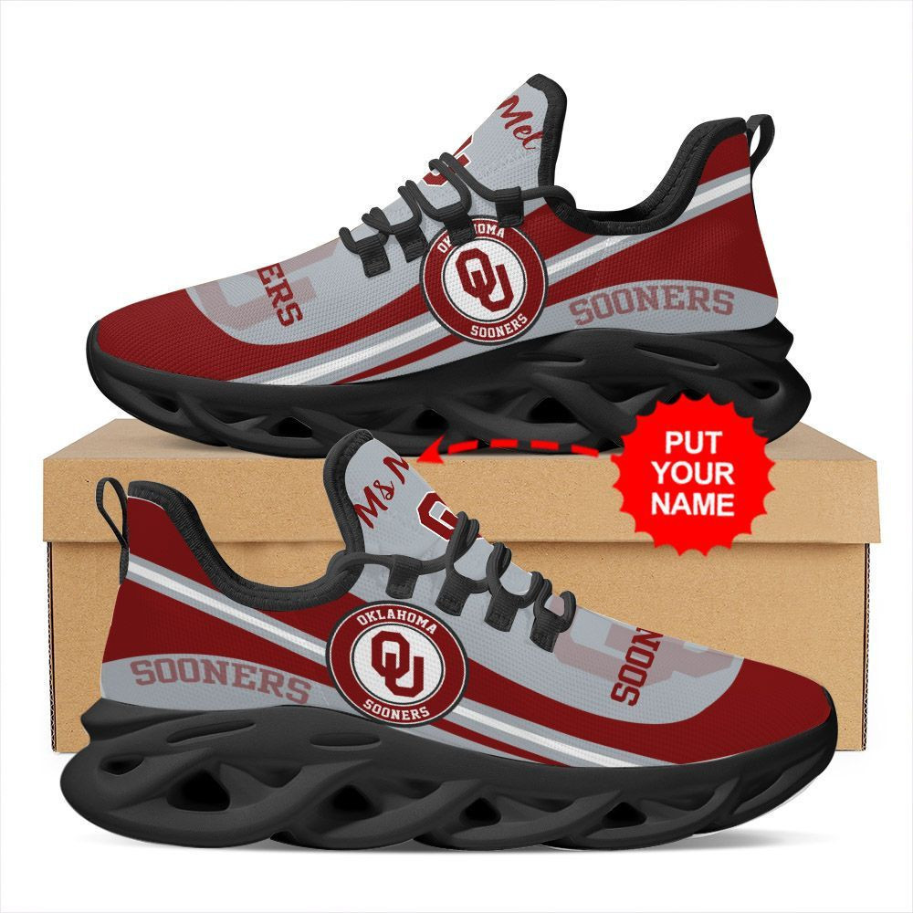 Oklahoma Sooners Custom Name Personalized Max Soul Sneakers Shoes - Famjoys Oklahoma Sooners Custom Name Personalized Max Soul Sneakers Shoes - Famjoys