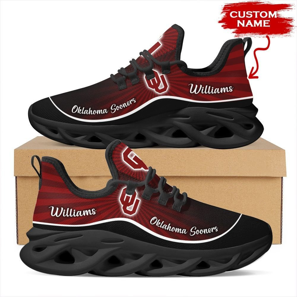 Oklahoma Sooners Custom Name Personalized Max Soul Sneakers Shoes - Famjoys Oklahoma Sooners Custom Name Personalized Max Soul Sneakers Shoes - Famjoys