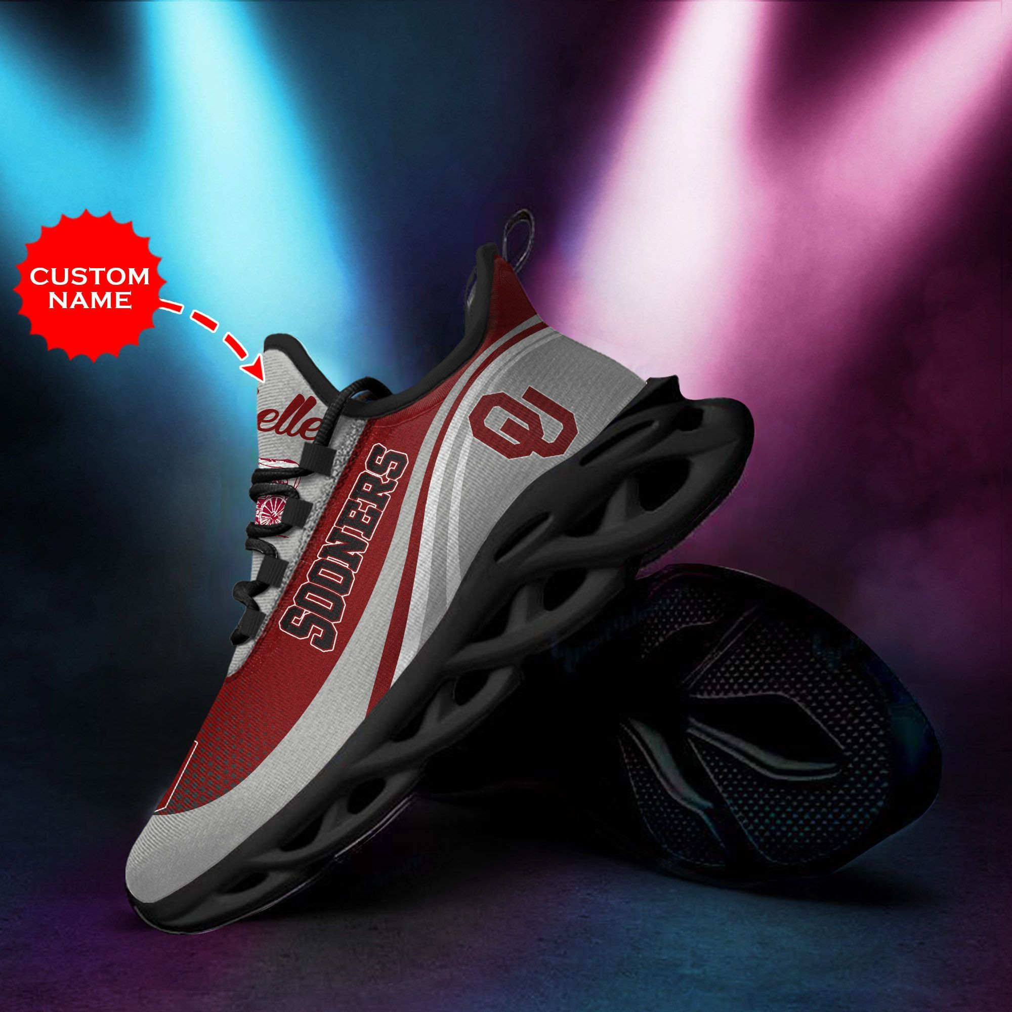 Oklahoma Sooners Custom Personalized Max Soul Sneakers Shoes - Famjoys Oklahoma Sooners Custom Personalized Max Soul Sneakers Shoes - Famjoys