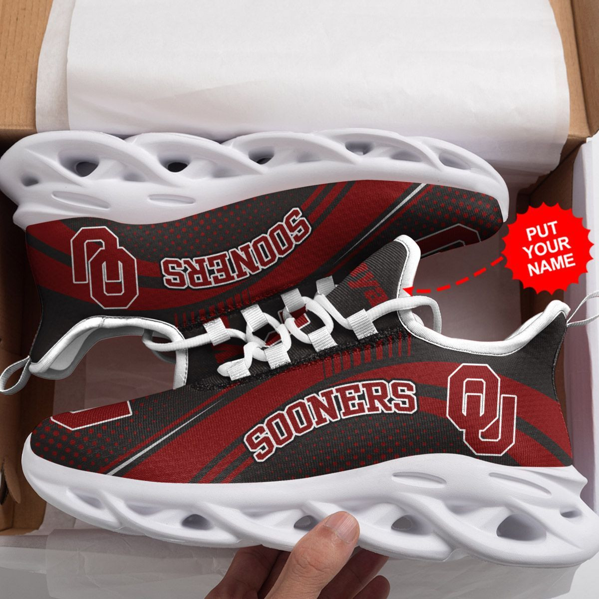 Oklahoma Sooners Custom Personalized Max Soul Sneakers Shoes - Famjoys Oklahoma Sooners Custom Personalized Max Soul Sneakers Shoes - Famjoys