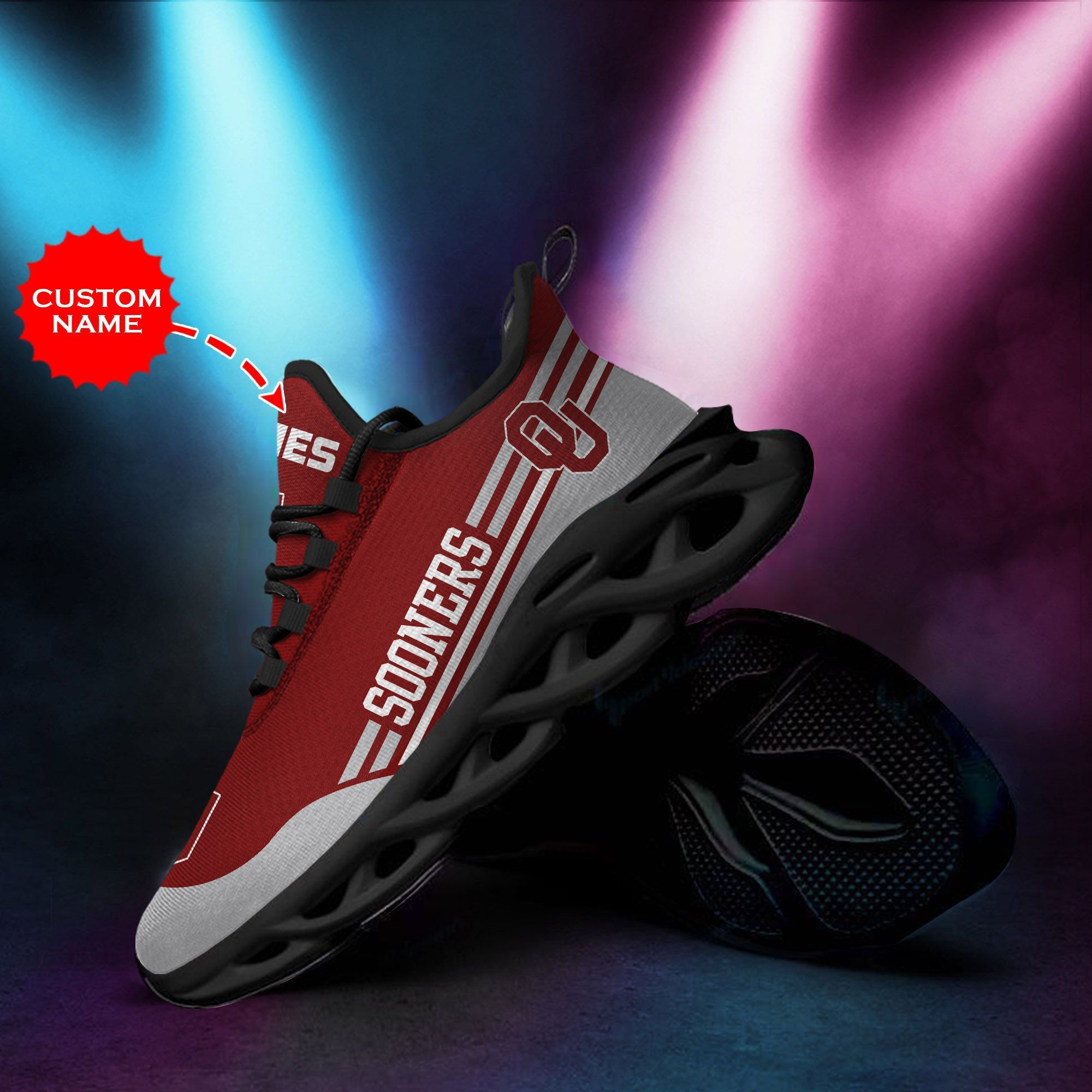 Oklahoma Sooners Custom Personalized Max Soul Sneakers Shoes - Famjoys Oklahoma Sooners Custom Personalized Max Soul Sneakers Shoes - Famjoys