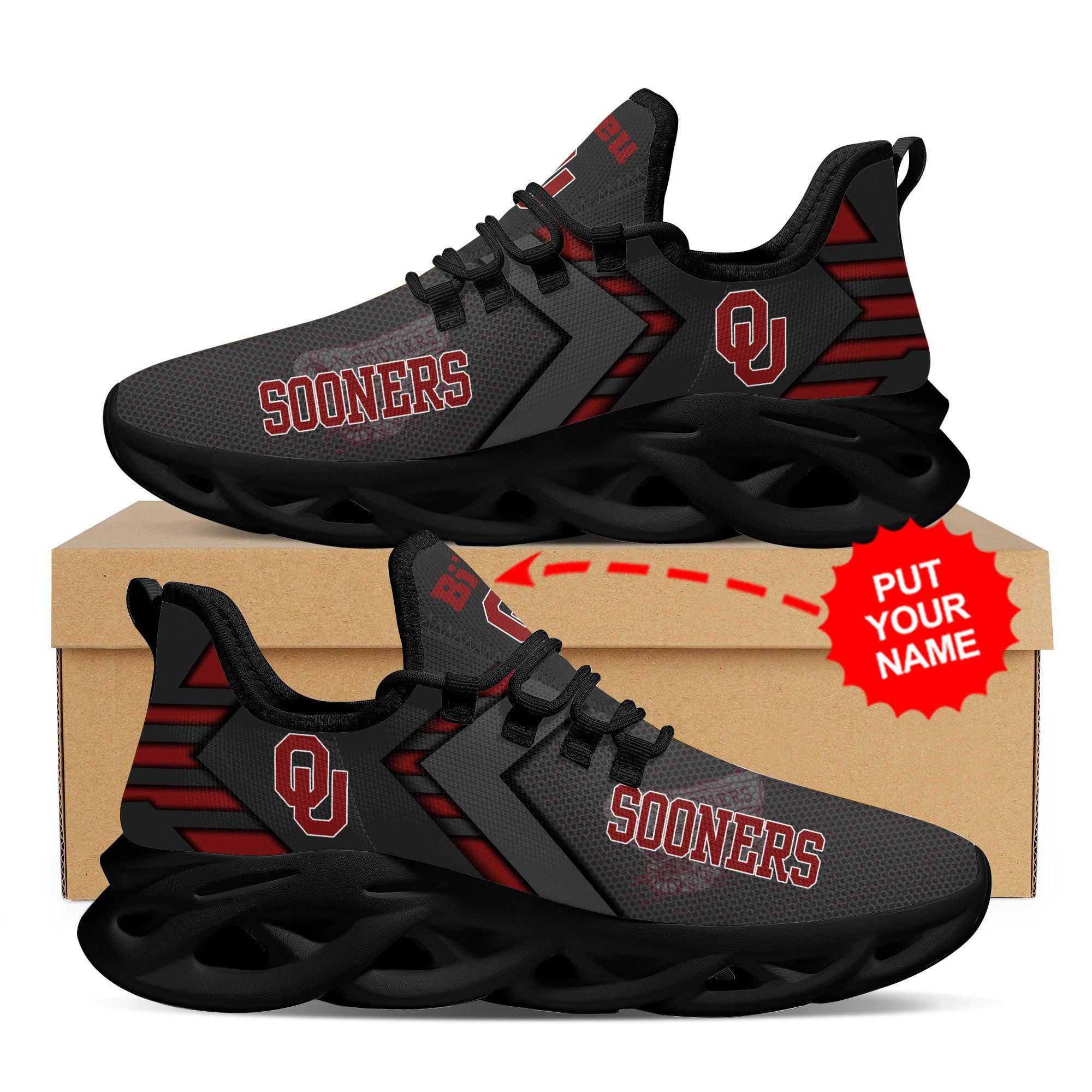 Oklahoma Sooners Custom Personalized Max Soul Sneakers Shoes - Famjoys Oklahoma Sooners Custom Personalized Max Soul Sneakers Shoes - Famjoys