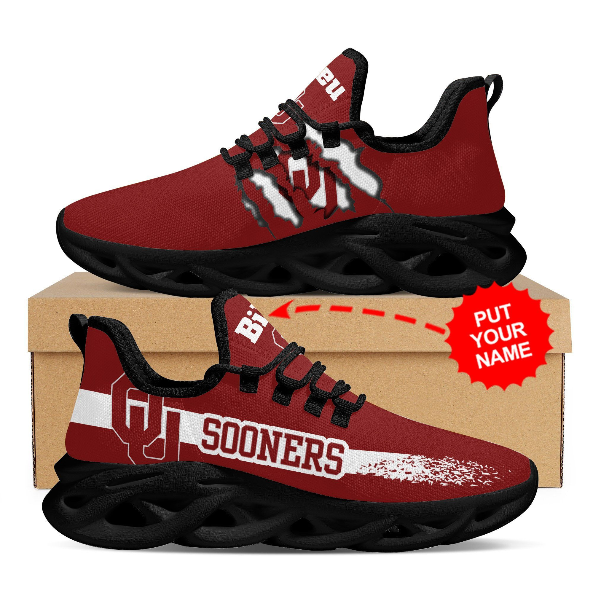 Oklahoma Sooners Custom Personalized Max Soul Sneakers Shoes - Famjoys Oklahoma Sooners Custom Personalized Max Soul Sneakers Shoes - Famjoys