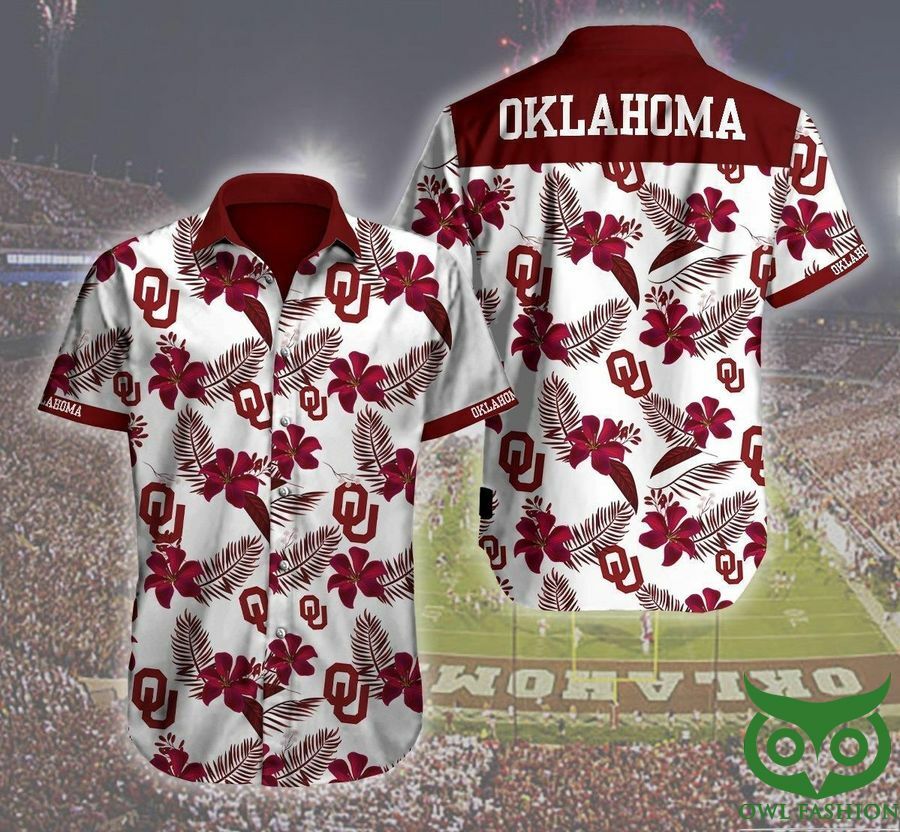 Oklahoma Sooners Floral Dark Red Hawaiian Shirt - Famjoys Oklahoma Sooners Floral Dark Red Hawaiian Shirt - Famjoys